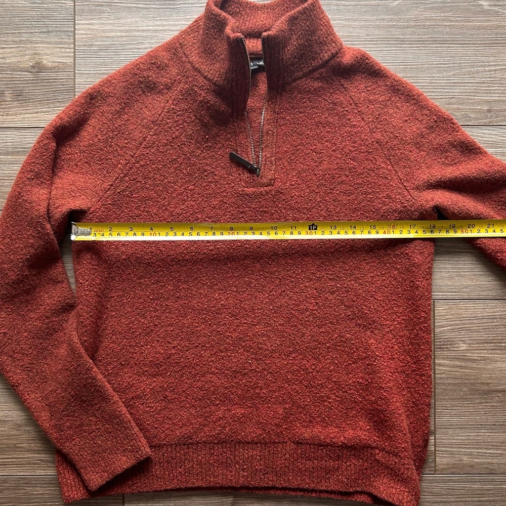 SOLD Banana Republic | Quarter-Zip Wool Blend Sweater in Burnt Orange (XS/Small) - Picture 6 of 13